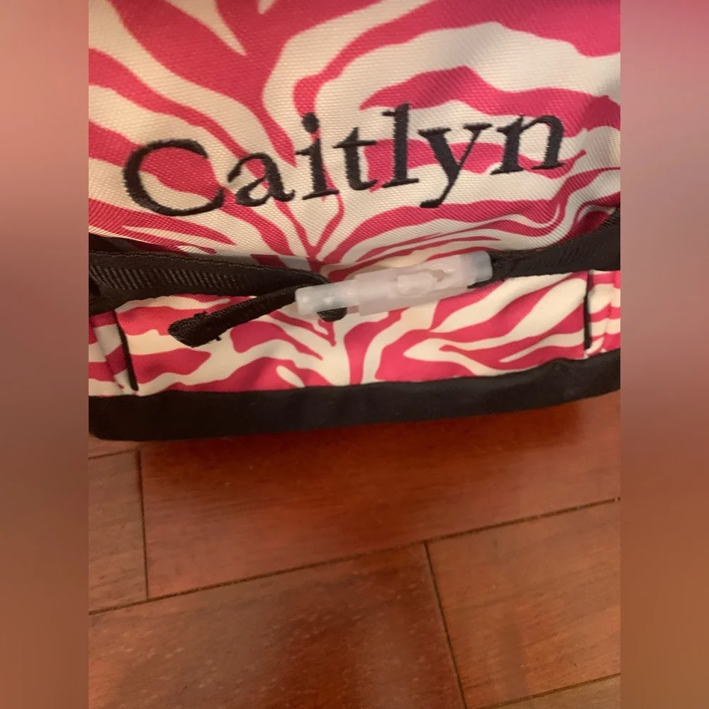 NWOT Pottery Barn Kids Pink Tiger Striped Rolling Backpack-Caitlyn